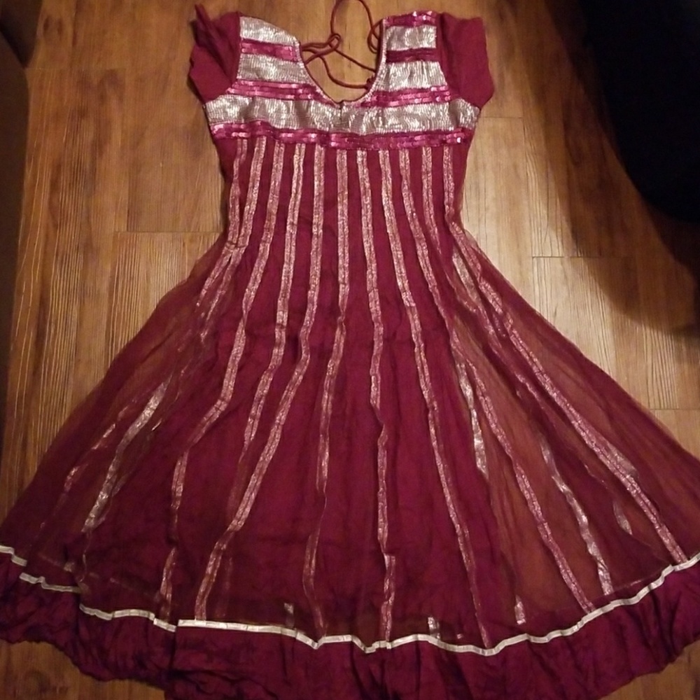 🔥NWOT Maroon and Silver Indian Salwar or Churidar